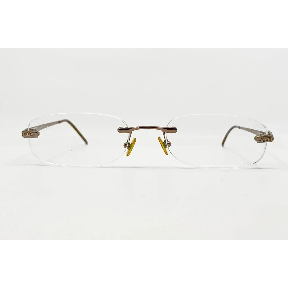 Tura Eyeglasses Womens Brown Rimless Rhinestone TE60A 51-18-135
